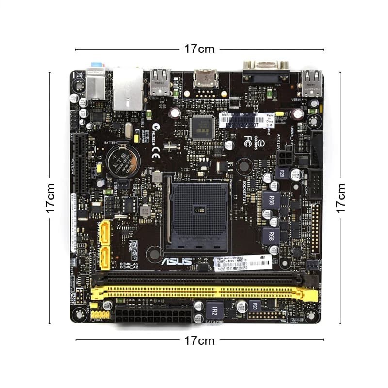 مجموعة لوحة أم ASUS AM1I-B/K30BD DP Mini ITX مع بطاقة معالج، ذاكرة DDR3، شريحة AMD A320، PCI-E 3.0، SATA2، USB2.0، مقاس 17*17 سم، للمكتب - 2