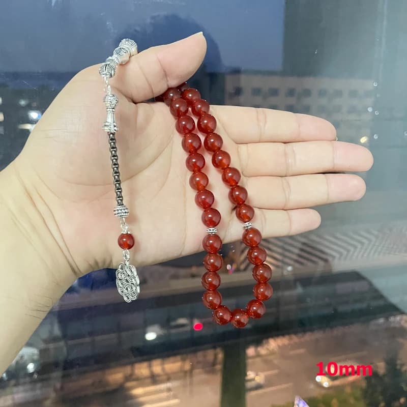 Natural Red Agates chalcedony Tasbih Islam misbaha Muslim Everything is new bracelet prayer beads 33 66 99beads stone Rosary - 2