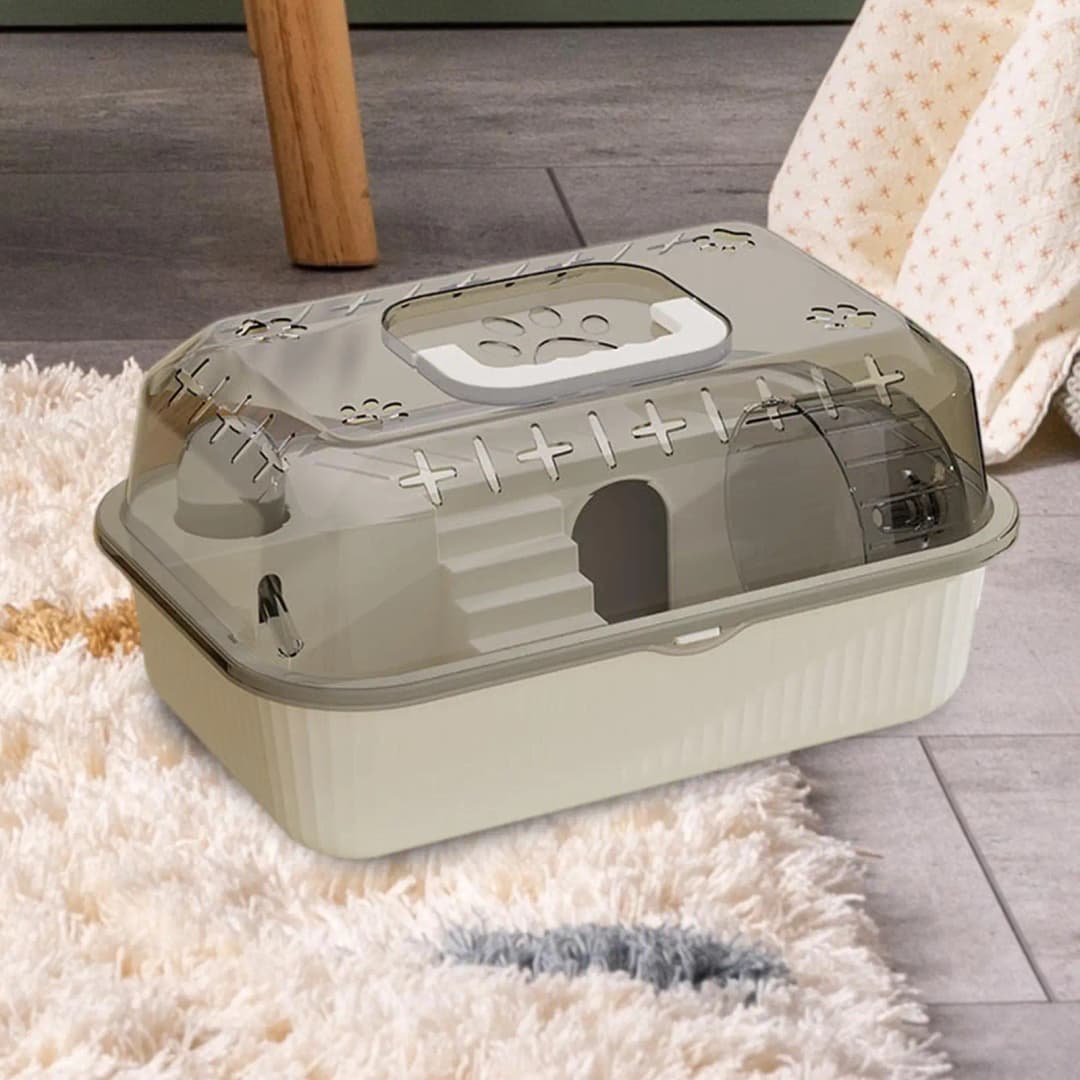 حاوية صغيرة للحيوانات الأليفة حقيبة حمل الهامستر قفص للجربيل والقنفذ وخنازير غينيا صندوق حمل الهامستر البيج قفص سفر الهامستر - 5