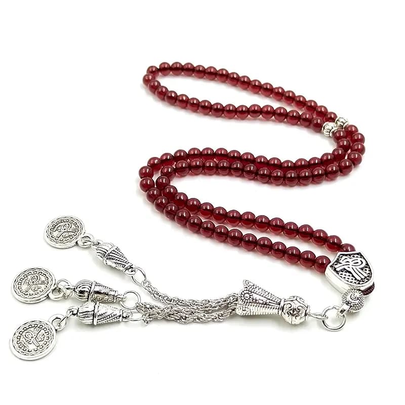 Tasbih 99beads red garnet small size 4mm beads muslim prayer beads islamic eid gift - 6