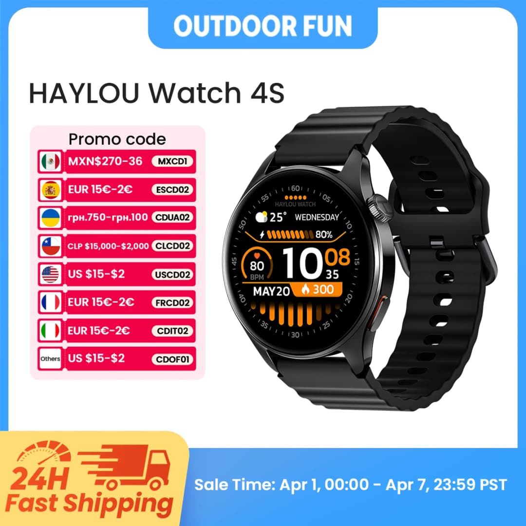 ساعة HAYLOU Watch 4S الذكية بنظام تحديد المواقع GPS شاشة 1.43 بوصة HD AMOLED تحديد المواقع عبر 5 أقمار صناعية أكثر من 120 وضع تمرين ساعة رياضية للياقة البدنية