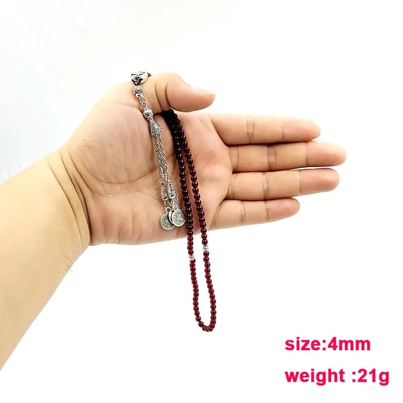 Tasbih 99beads red garnet small size 4mm beads muslim prayer beads islamic eid gift - 5