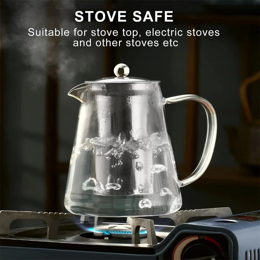 Heat Resistant 1pc Glass Teapot with Stainless Steel Tea Strainer Infuser Flower Kettle Kung Fu Teaware Set Puer Oolong Pot - 3
