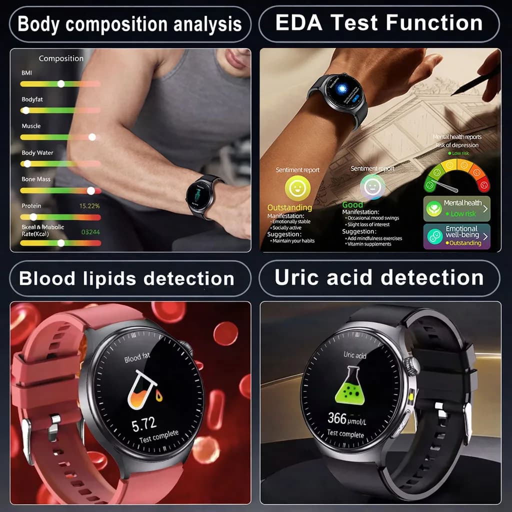 2026 New Accurate Diagnosis ECG Smart Watch Body Fat Blood oxygen BP Health Sport HD AMOLED Screen call Smart watch Men women - 5