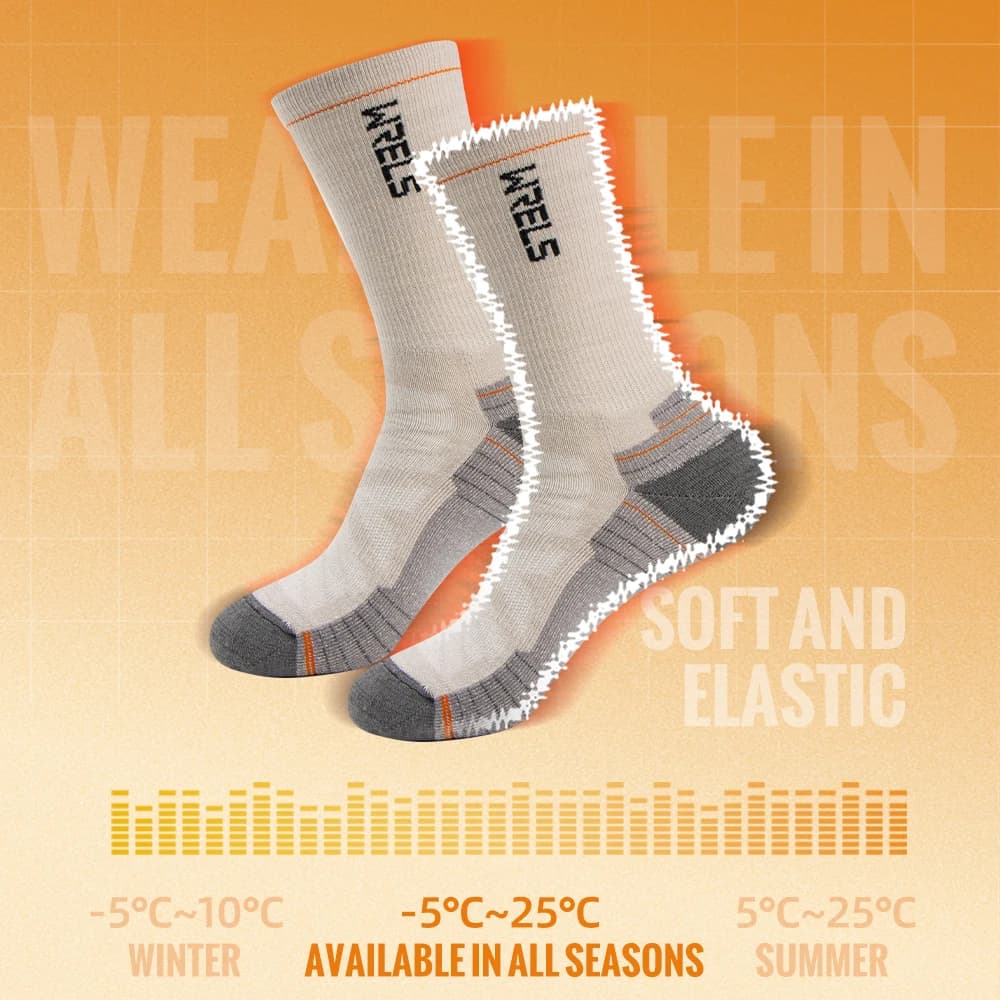 WRELS Merino Wool Socks Hiking Running Socks Soft Lightweight Shock Absorption Damping Mid-Calf Breathable Ankle Cycling Socks - 4