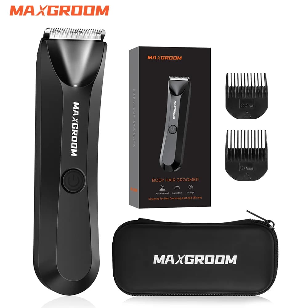MAXGROOM Shaver for Men Ball Trimmer for Groin Pubic Grooming Body Hair Trimmer Replaceable Ceramic Blade Heads Electric Razor - 2