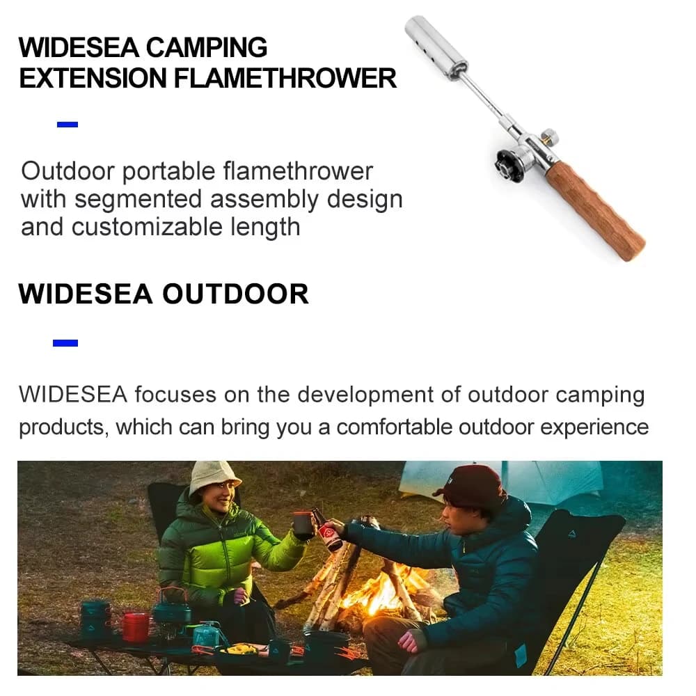 Pandatour Camping Long Flame Igniter Outdoor Portable Wooden Handle Burner Picnic BBQ Gas Tank Spray Gun Removable Stove Toolkit - 4