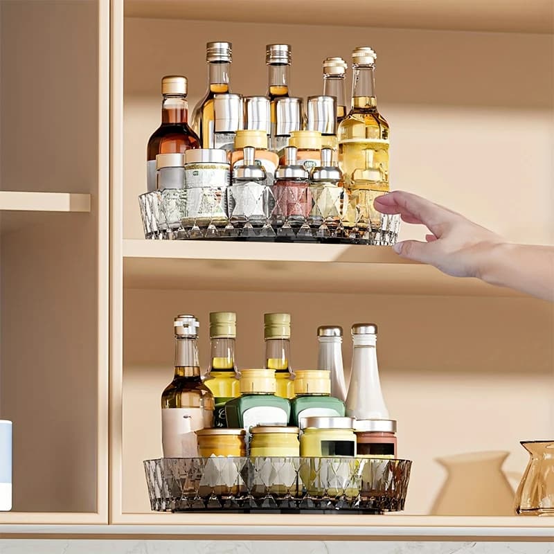 رف دوار 360 درجة، منصة تخزين متعددة الوظائف لأسطح المطبخ، رف توابل، صينية تخزين لسطح المكتب في غرفة المعيشة - 4