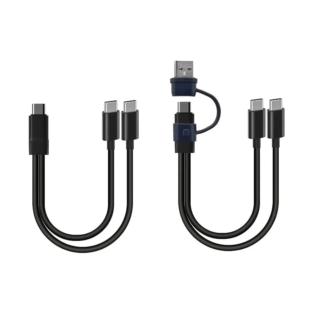 5 فولت المزدوج USB C متعدد نوع C الفاصل الحبل 20 سنتيمتر قصيرة 2 في 1 نوع C مايكرو USB كابل شحن لشاحن جهازين