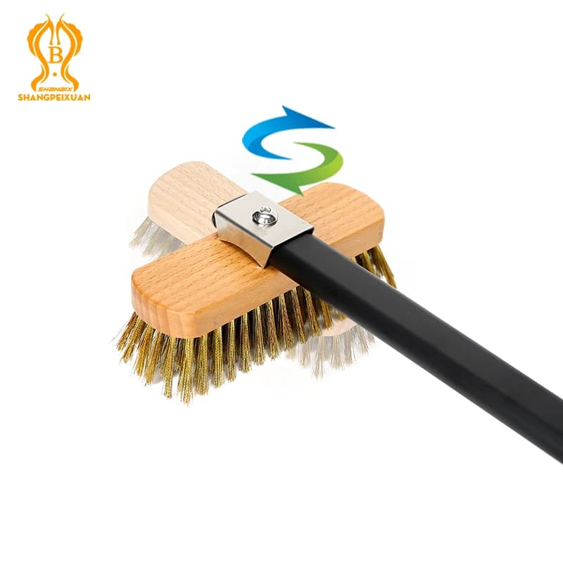 SHANGPEIXUAN Beveled Pizza Oven Copper Brush Scraper Household Grill Brass Cleaning Brush with Aluminium Short Long Handle - 5