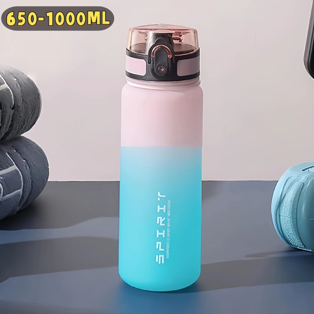 زجاجة ماء شرب غير شفافة بمقبض، مثالية للصالة الرياضية والرياضات الخارجية والتخييم، بألوان متطورة