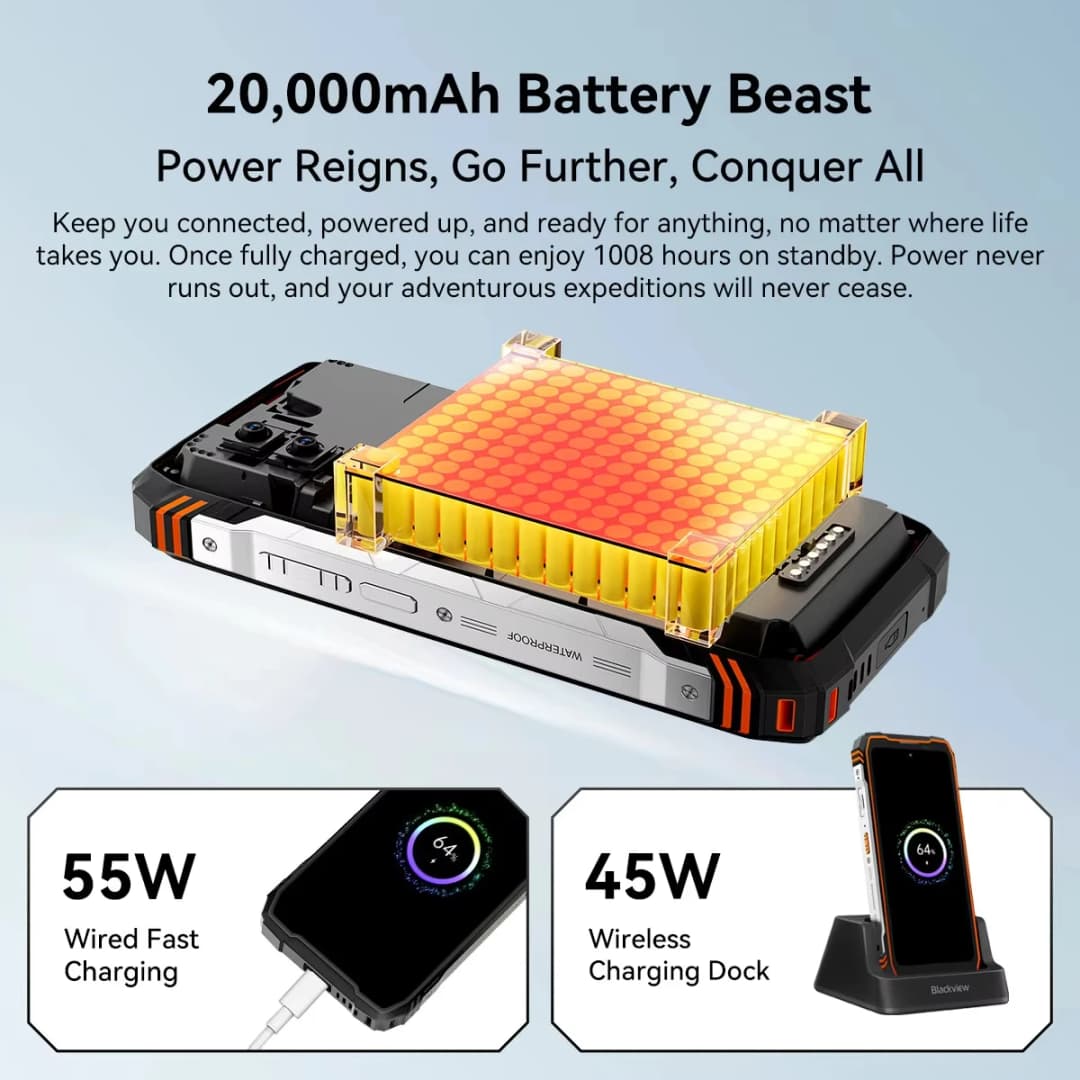 Blackview XPLORE 1 Pro Rugged Phone 16GB+512GB Thermal Imaging Backed by FLIR 6.78'' 2.4K Display Smartphone 5G Android 15 NFC - 3