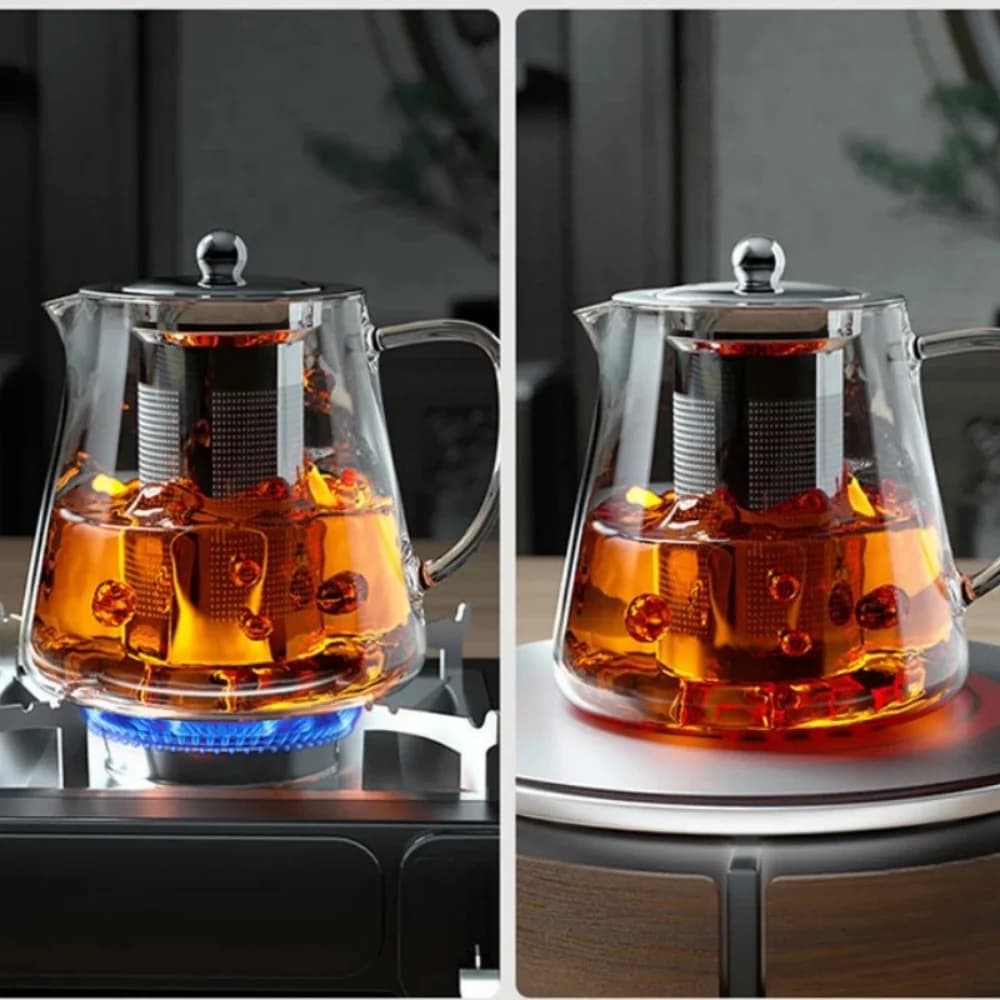 Heat Resistant 1pc Glass Teapot with Stainless Steel Tea Strainer Infuser Flower Kettle Kung Fu Teaware Set Puer Oolong Pot - 5