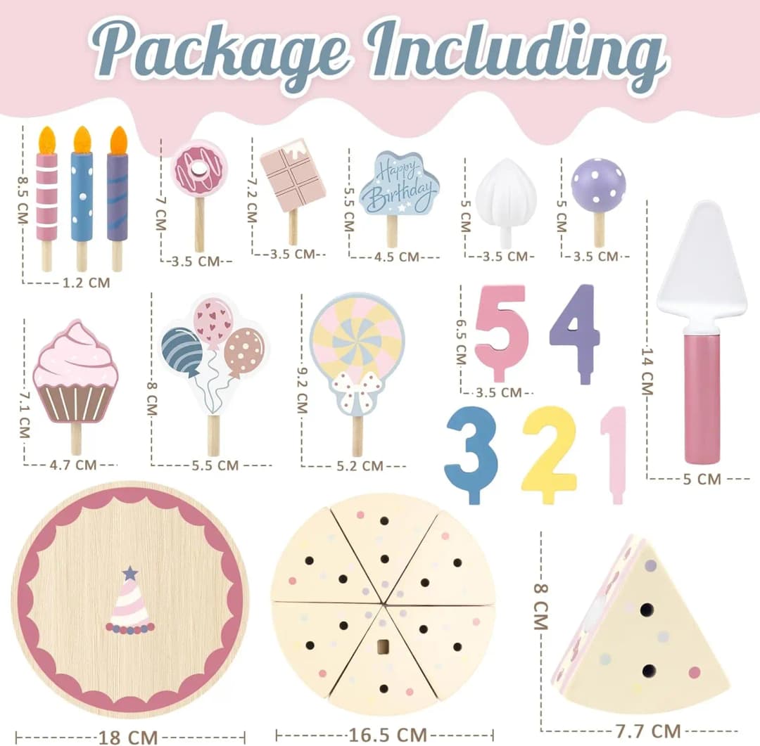 Wooden Kids Kitchen Toys Simulation Birthday Cake Toy Pretend Play Cutting Food Game Children Role Play Toy Gifts for Boy Girl - 6