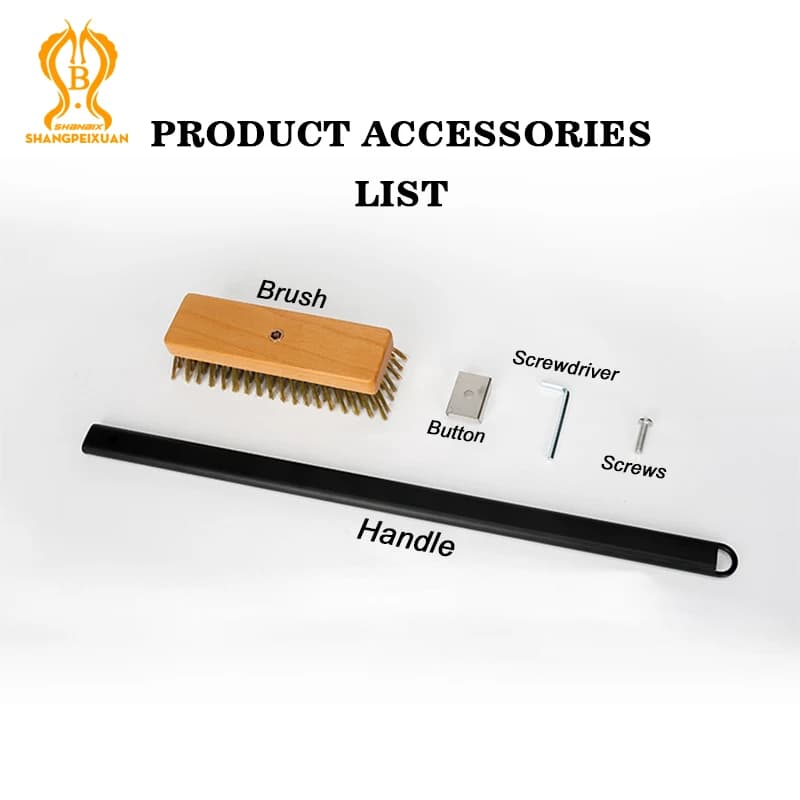 SHANGPEIXUAN Beveled Pizza Oven Copper Brush Scraper Household Grill Brass Cleaning Brush with Aluminium Short Long Handle - 4