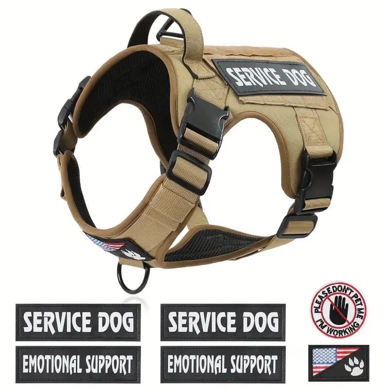 Tactical Dog Harness Adjustable Military Emotional Support Service Dog Vest With Handle & Molle For Medium Large Dogs Easy Contr