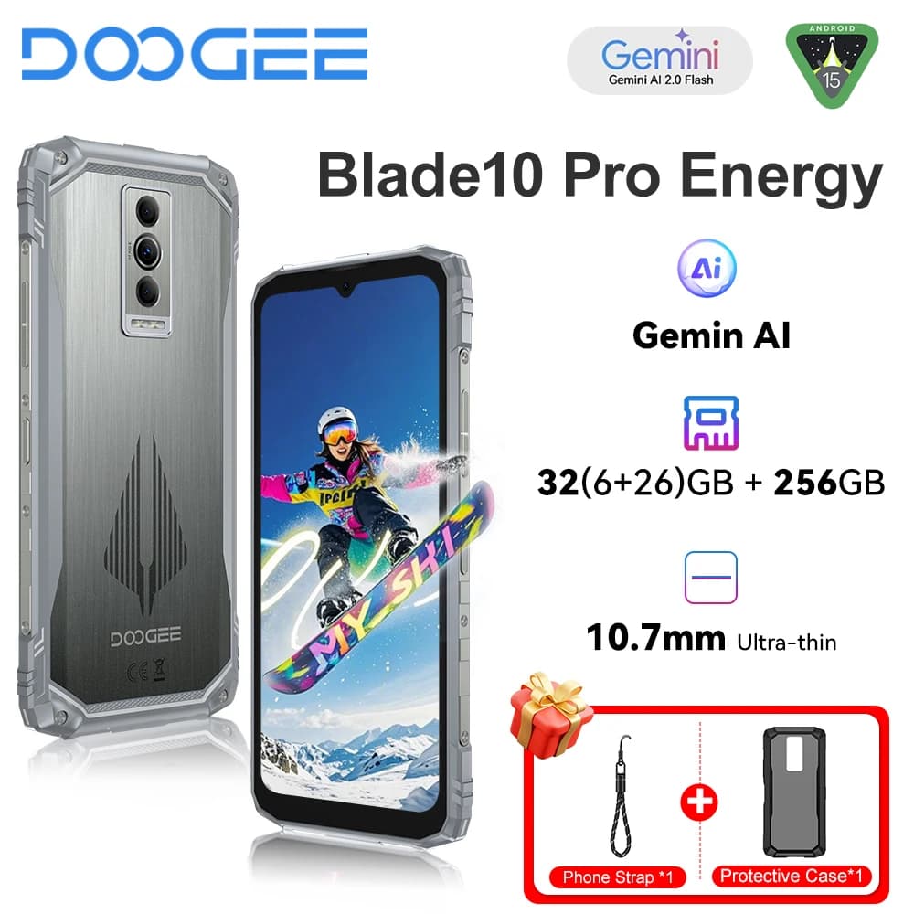 DOOGEE Blade10 Pro Energy Smartphone Robusto com Tela HD+ de 6,56”, 32GB + 256GB, Câmera de 50MP com IA, Bateria de 6150mAh, And