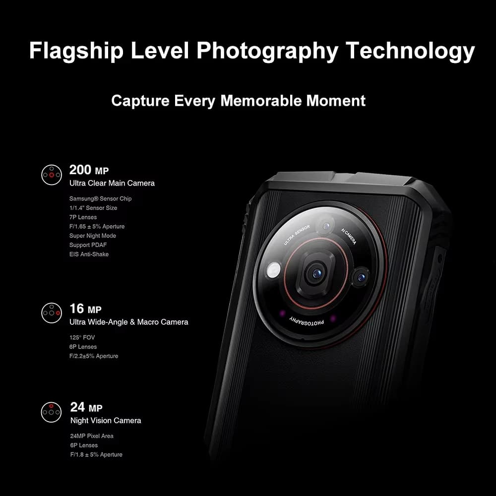هاتف دوغي V30 برو المتين، نظام أندرويد 13، شاشة FHD مقاس 6.58 بوصة بمعدل تحديث 120 هرتز، ذاكرة 32 جيجابايت + 512 جيجابايت، بطارية 10800 مللي أمبير، كاميرا 200 ميجابكسل، معالج ديمينسيتي 7050 - 3