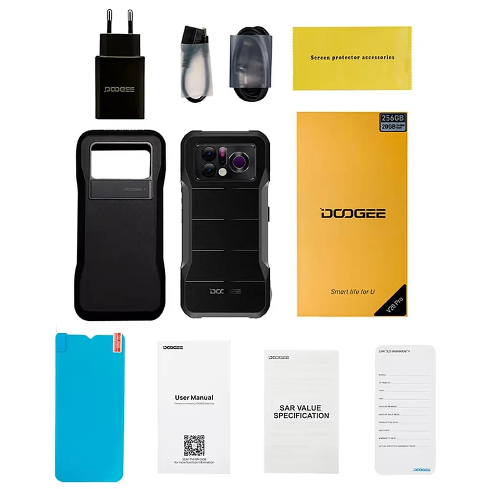 هاتف DOOGEE V20 Pro المتين بشاشة 6.43 بوصة 2K تصوير حراري ذاكرة 12GB+256GB كاميرا 64MP بطارية 6000mAh شحن 33W نظام أندرويد - 6