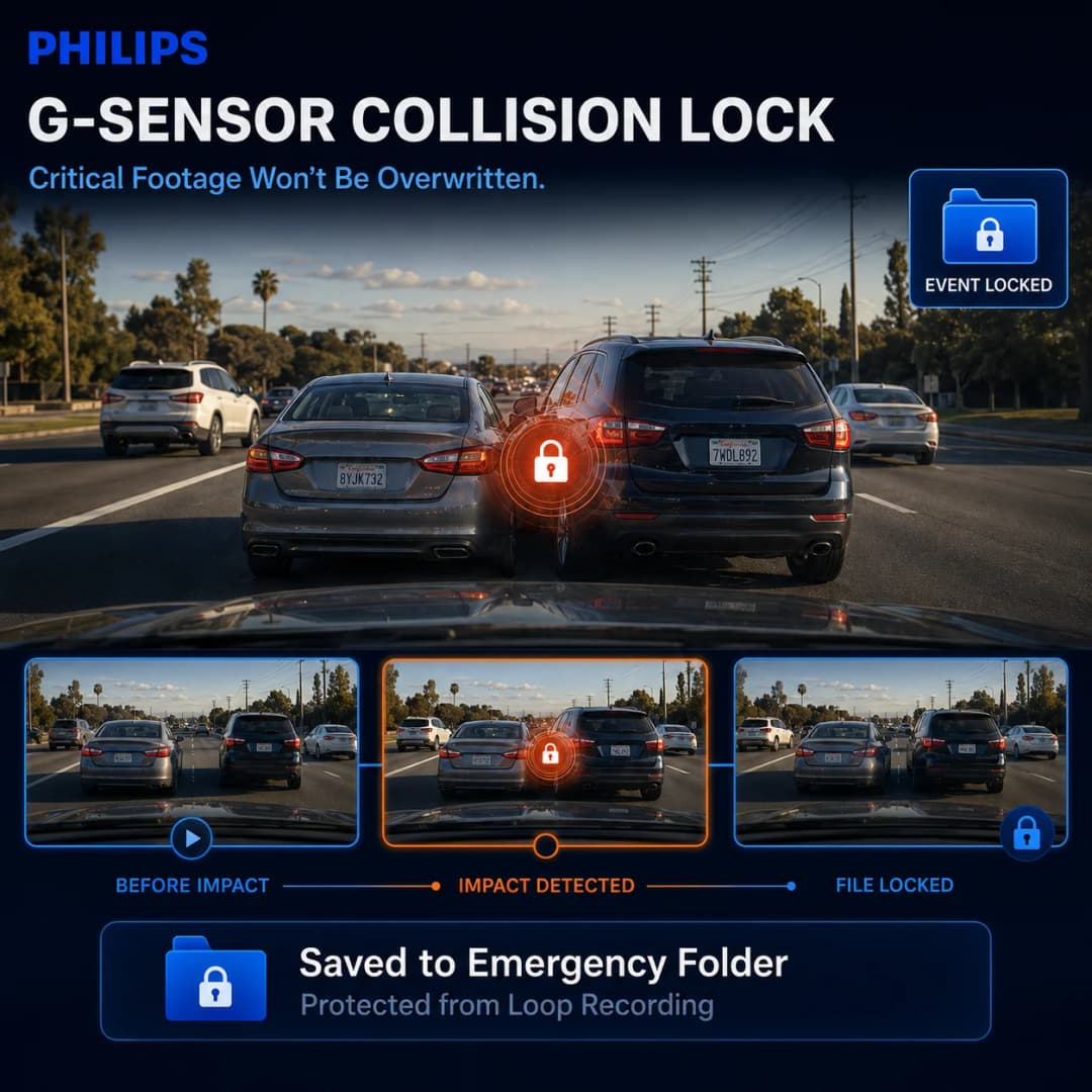 كاميرا سيارة PHILIPS Dash Cam B06 بدقة 4K+1K HDR أمامية وخلفية مقاومة للماء بشاشة 3.15 بوصة IPS واي فاي 2.4G 5.8G تطبيق GPS دعم مراقبة الوقوف 24 ساعة - 5