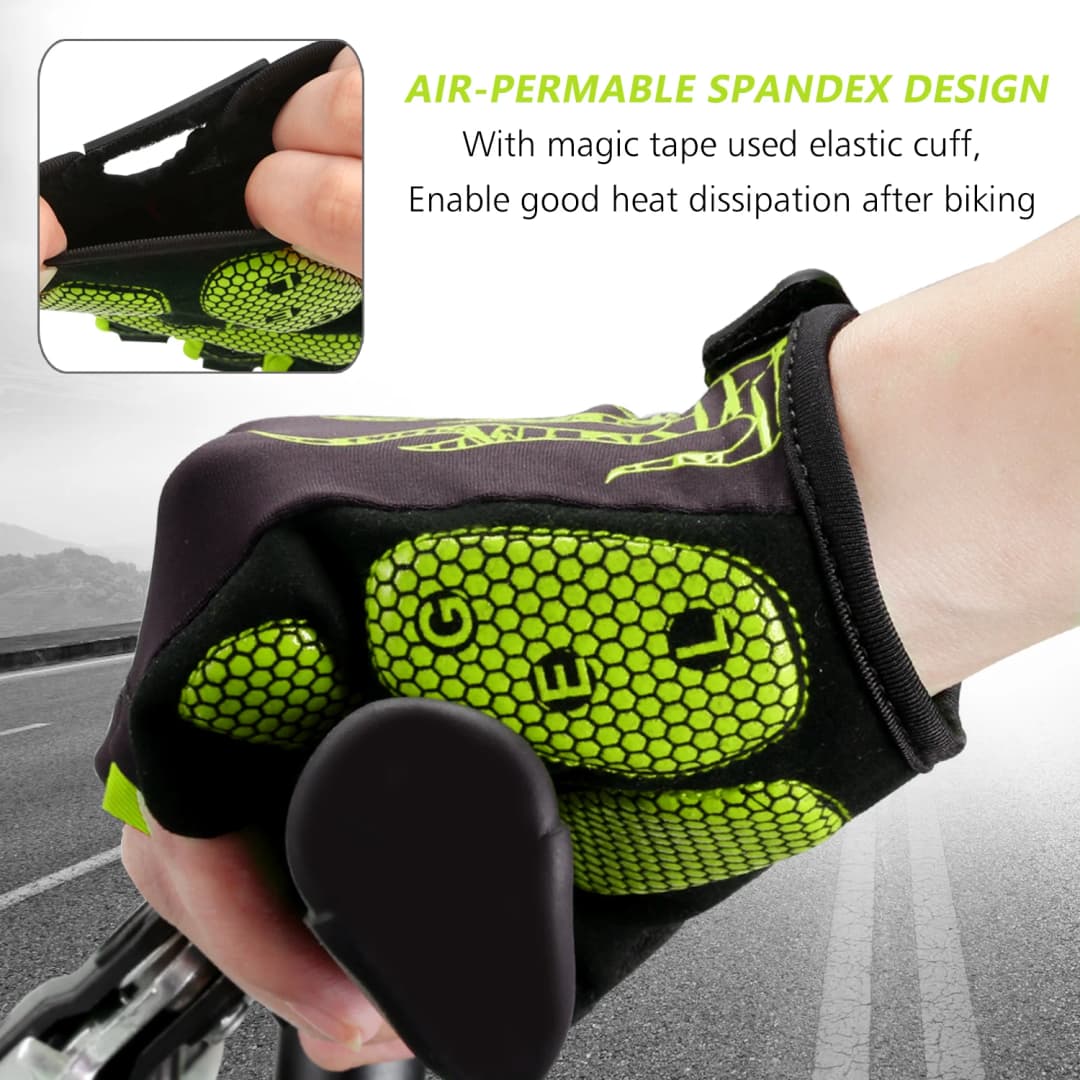 MOREOK Bike Gloves Breathable 5mm Gel Pads MTB Mountain Road Bicycle Gloves Shock-absorbing Half Finger Cycling Gloves Men Women - 5