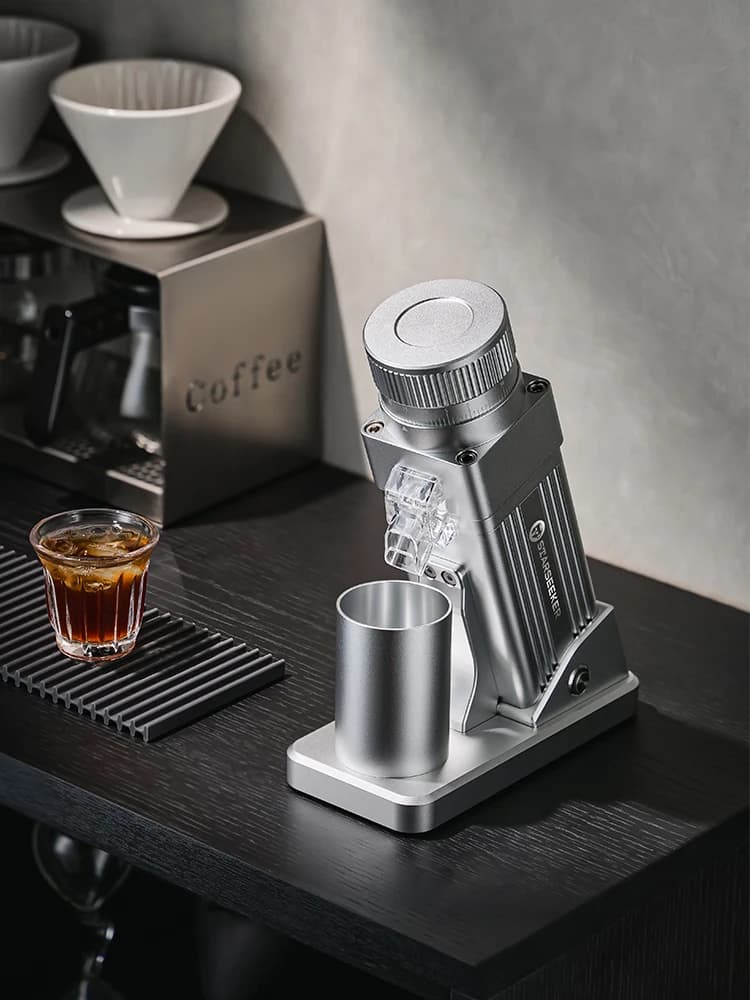 STARSEEKER E55Pro Electric Coffee Grinder 55MM Espresso Cone Burr Stepless Fineness Adjustment Brew Bean Grinder Black White - 6