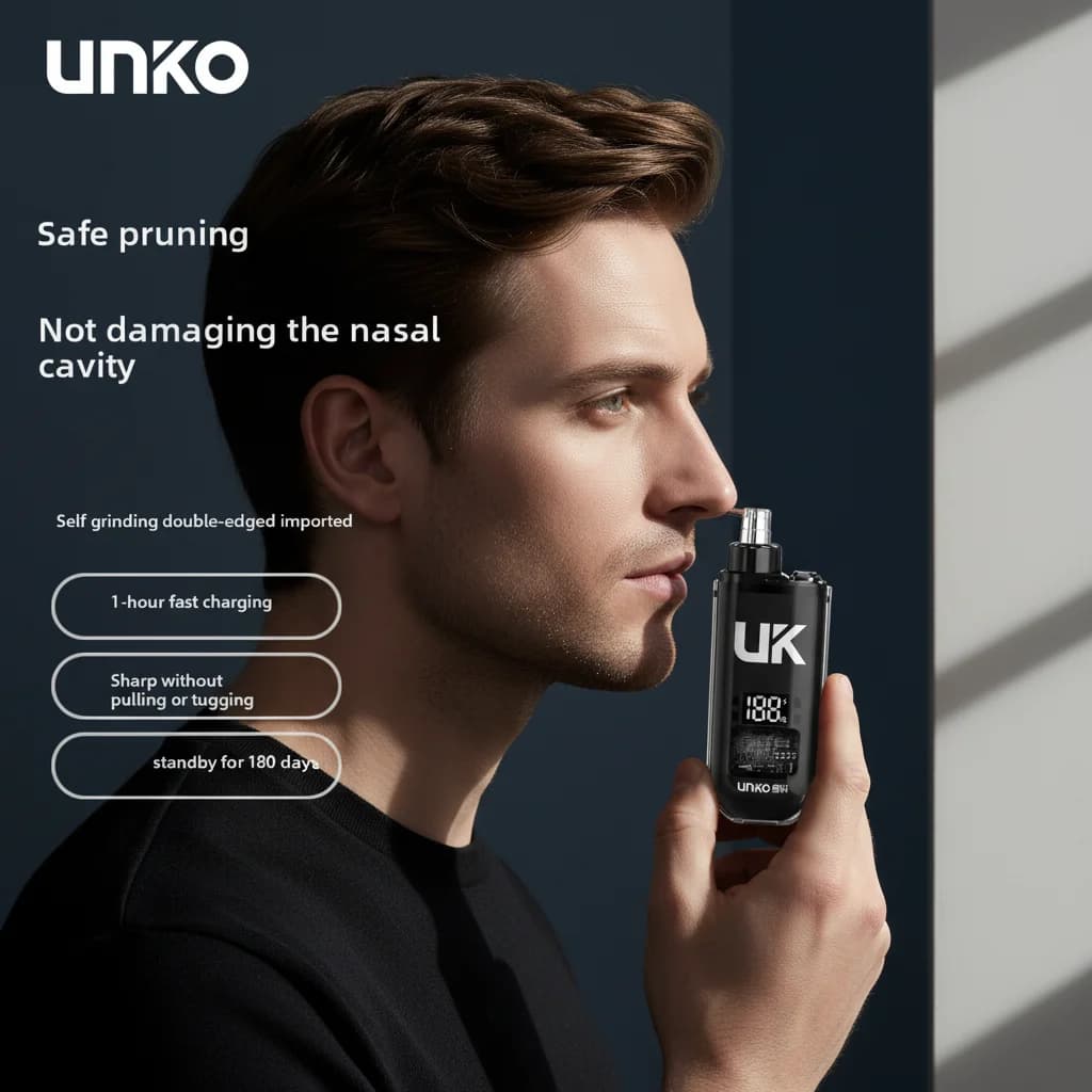 جهاز تشذيب شعر الأنف الذكي للرجال، شاشة رقمية، قابل لإعادة الشحن عبر USB، مقاوم للماء IPX5، تشذيب بدون ألم، طقم العناية الشخصية - 2