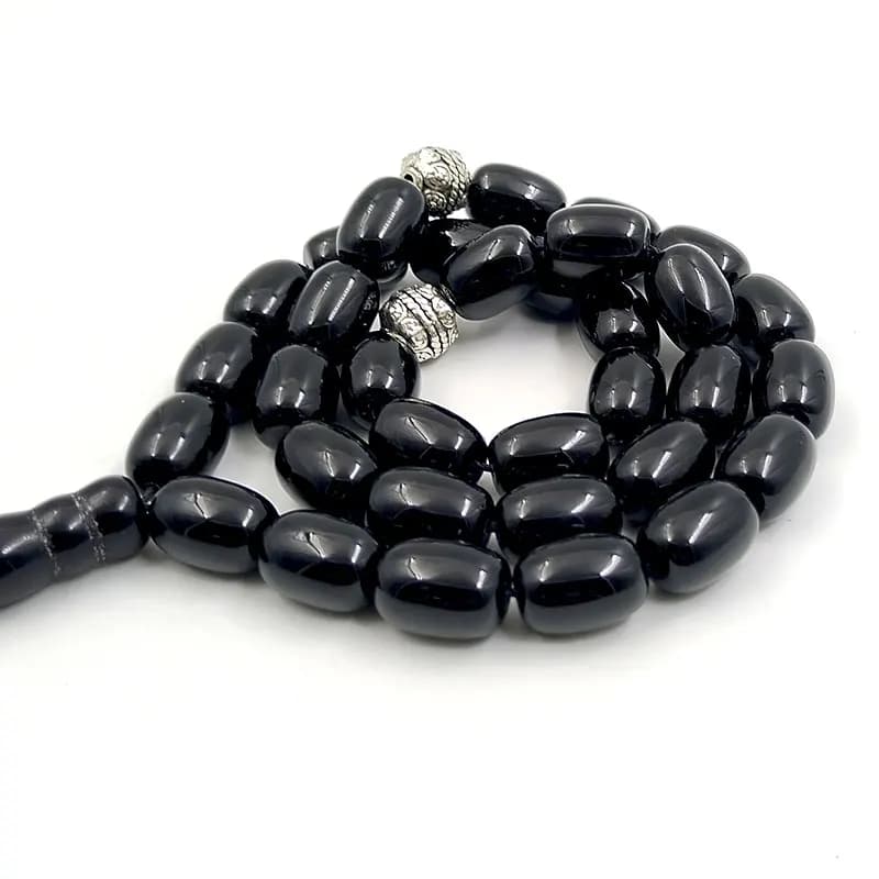 Tasbih الطبيعية العقيق الأسود حجر برميل شكل سوار هدية رمضان عيد misbaha مسلم الاكسسوارات الخليج تصميم الصلاة الخرز - 5