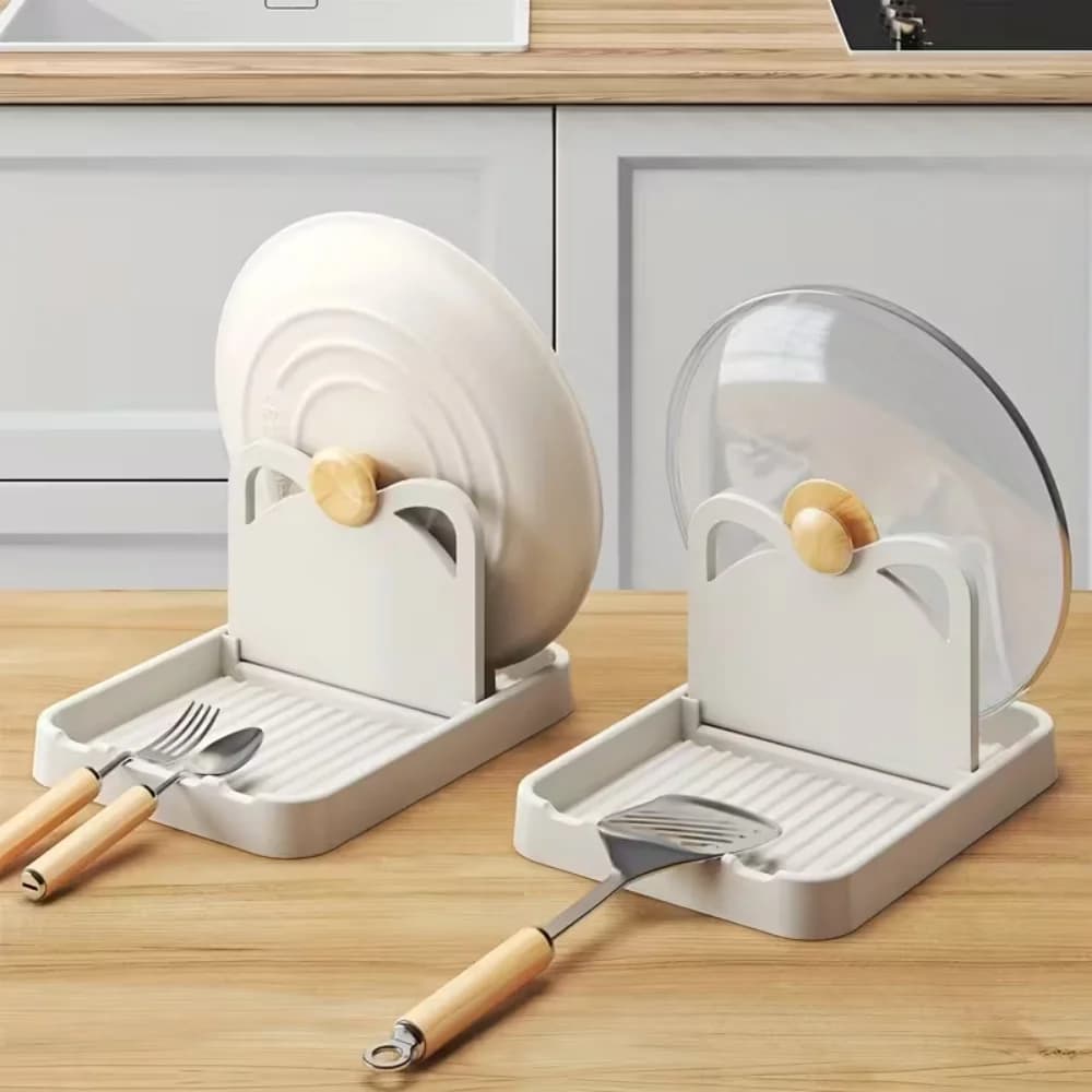 رف ملعقة المطبخ - رف غطاء الوعاء ورف الملعقة - أدوات صغيرة متعددة الأغراض للحفاظ على نظافة كونترتوب - رف سيليكون - 6