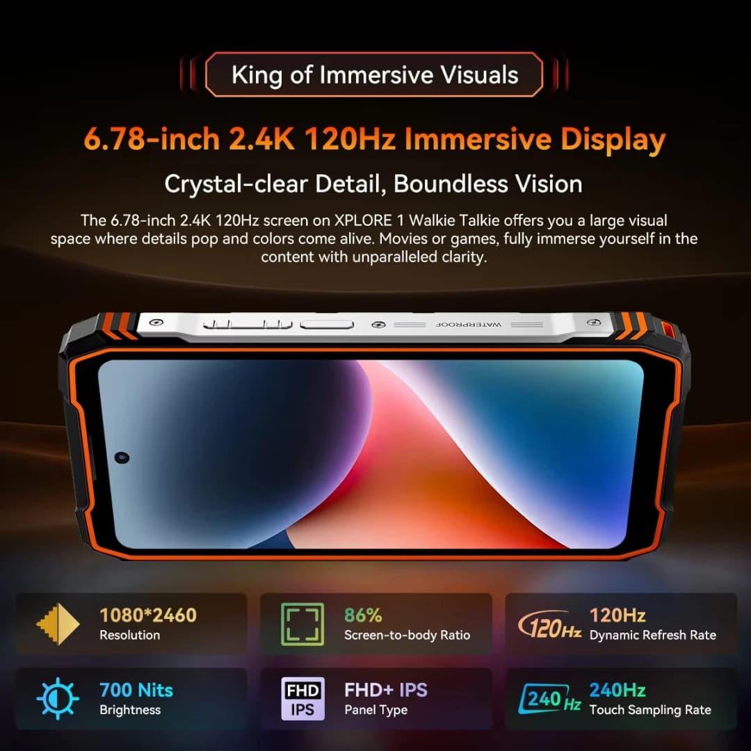 Blackview XPLORE 1 Walkie Talkie Rugged SmartPhone 5G 6.78'' Display 120Hz 20000mAh 64MP Camera 16GB+512GB Android 15 Call Phone - 4