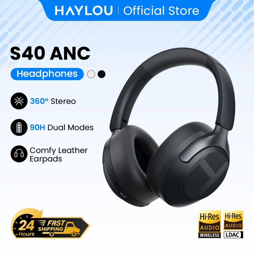سماعات هالو S40 لاسلكية مع إلغاء الضوضاء 50dB صوت عالي الدقة ثلاثي الأبعاد مع LDAC بلوتوث 6.0 سماعات أذن فوق الأذن