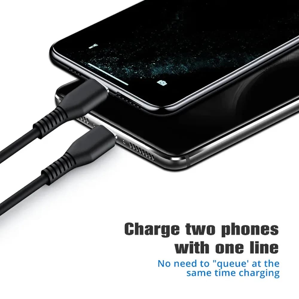 5 فولت المزدوج USB C متعدد نوع C الفاصل الحبل 20 سنتيمتر قصيرة 2 في 1 نوع C مايكرو USB كابل شحن لشاحن جهازين - 3