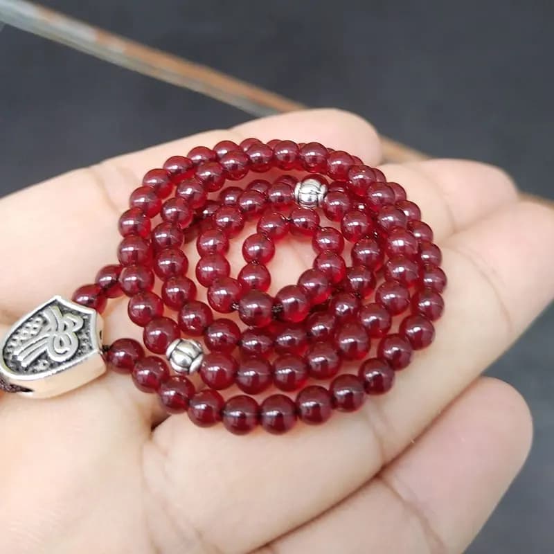 Tasbih 99beads red garnet small size 4mm beads muslim prayer beads islamic eid gift - 3