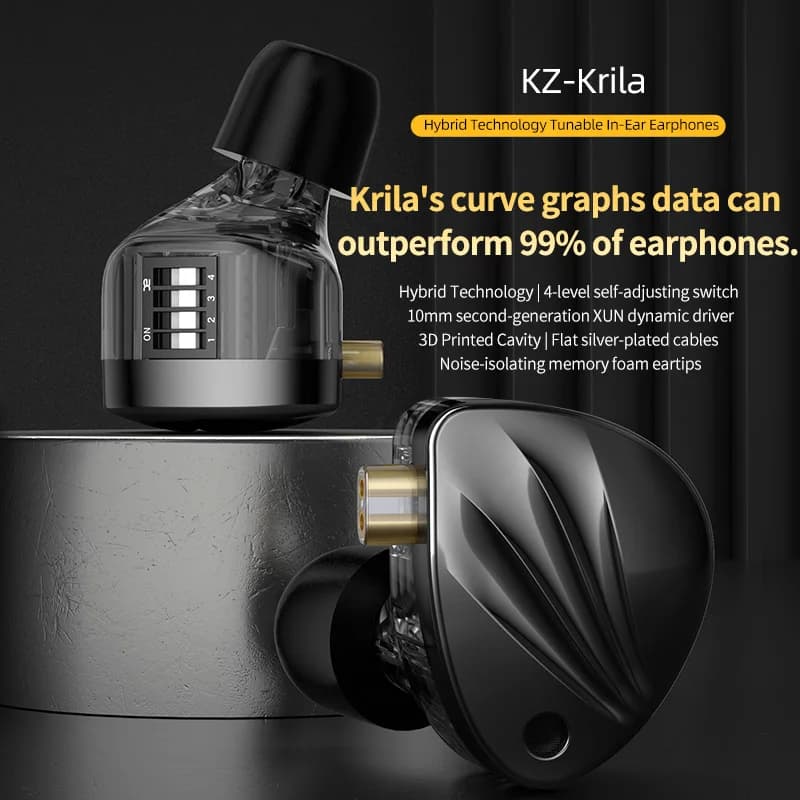 KZ Krila In Ear HiFi Earphone 1DD+1BA High-end Tunable balanced armature Earphones Monitor Headphone Cancelling Earbuds - 6