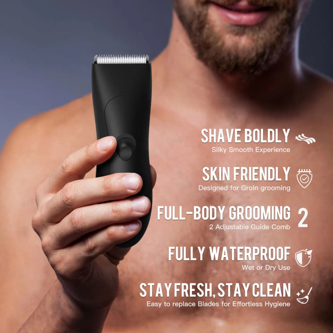 Men's Body Hair Trimmer Electric shaver Ball Groin Clipper Waterproof Body Hair Groomer USB Rechargeable 3 Colors Best Gift - 2