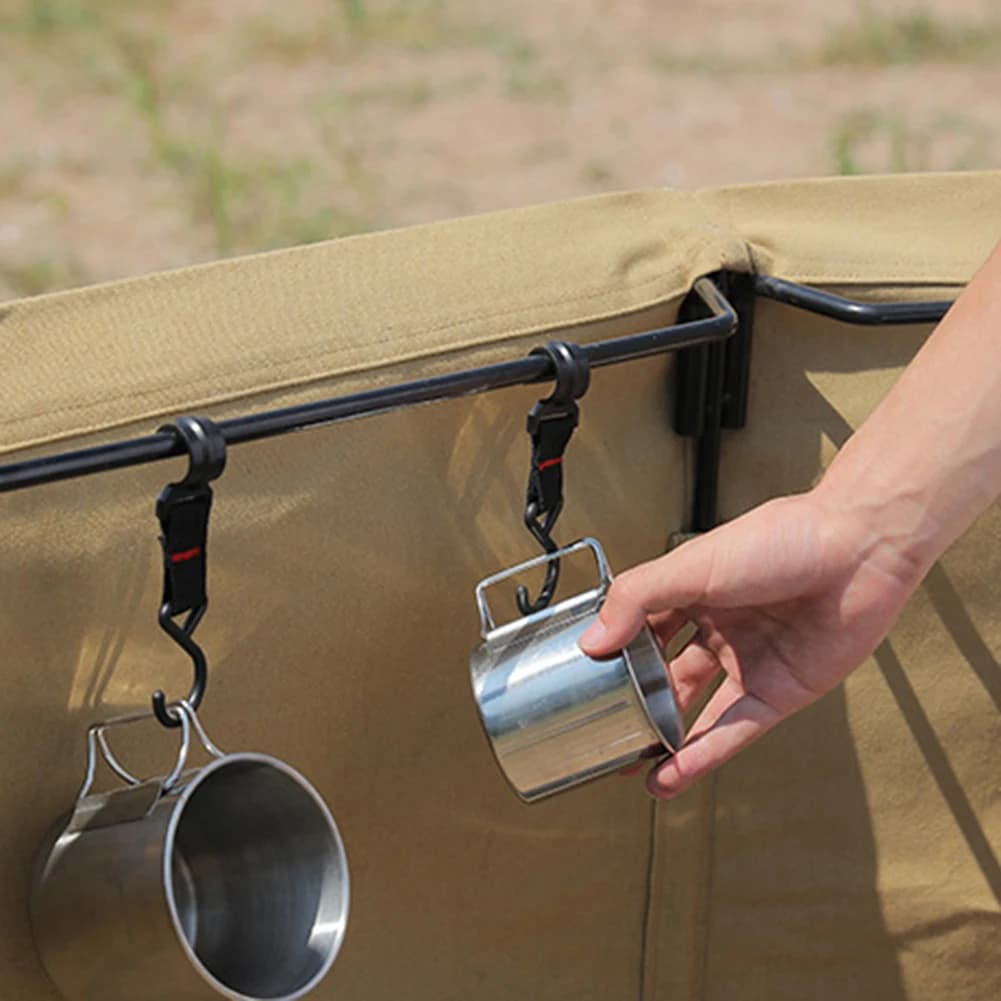 5/10 قطع خطافات قابلة للإزالة للتخييم في الهواء الطلق خطافات على شكل S رف تخزين معلق أدوات خارجية متعددة الوظائف - 6