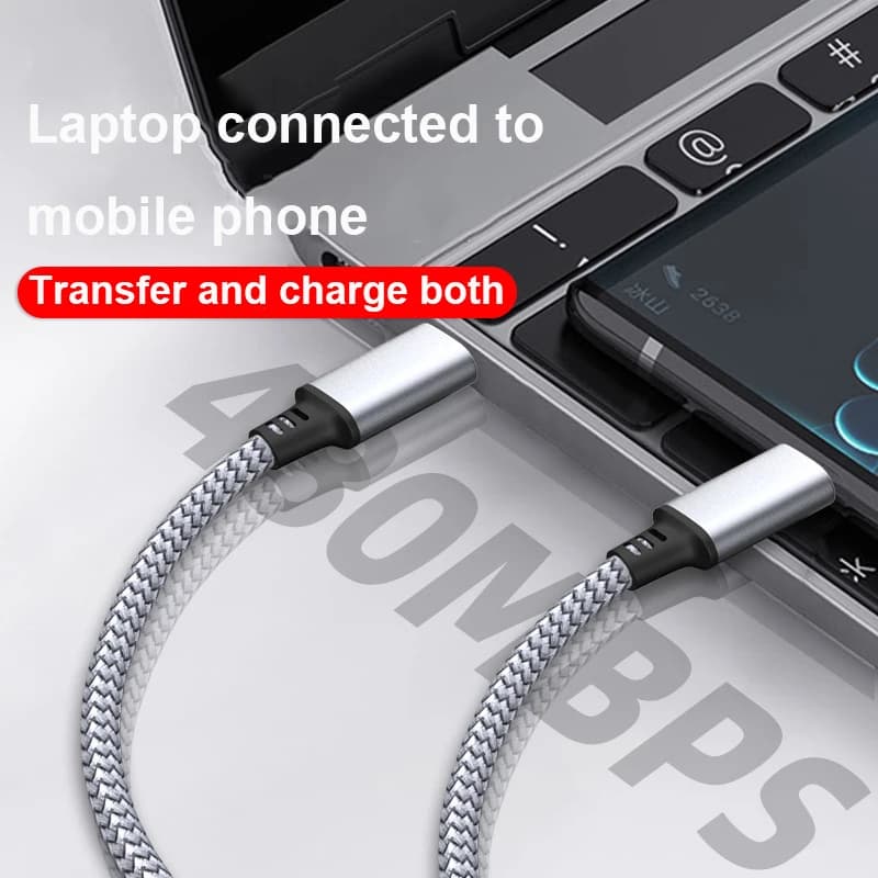 USB C to USB C Cable 60W PD Fast Charging 480Mbps Data Transfer Nylon Braided Type C Cord Metal Shell for Phone Tablet Laptop - 2