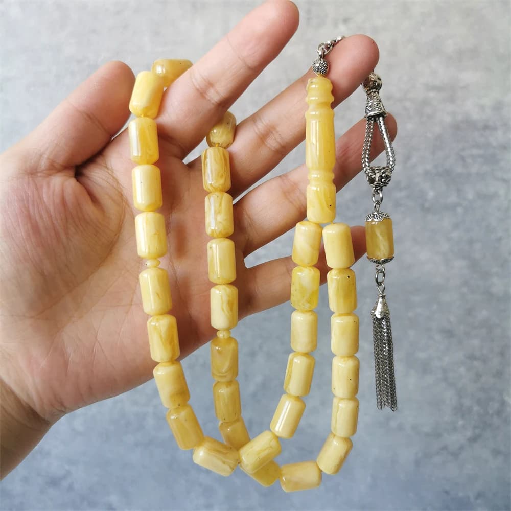 تسبيح 33 خرزة كبيرة الحجم خرز صلاة إسلامي اسطوانة 9*16 مللي متر راتينج تسبيح عربي مسبحة إسلامية رمضان هدية عيد تسبيح - 3