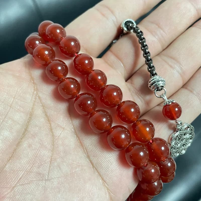 Natural Red Agates chalcedony Tasbih Islam misbaha Muslim Everything is new bracelet prayer beads 33 66 99beads stone Rosary - 6