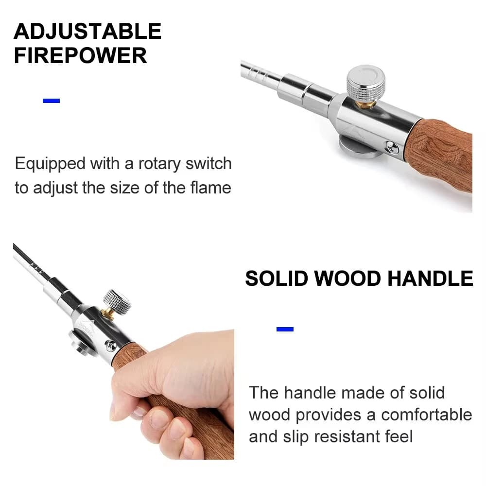 Pandatour Camping Long Flame Igniter Outdoor Portable Wooden Handle Burner Picnic BBQ Gas Tank Spray Gun Removable Stove Toolkit - 2
