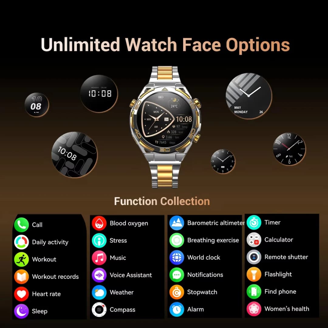 Blackview W90 Pro Smartwatch 1.43" AMOLED Display 900mAh Blood GPS Trace Oxygen,Bluetooth Calling Heart Rate Monitor Watch Men - 4