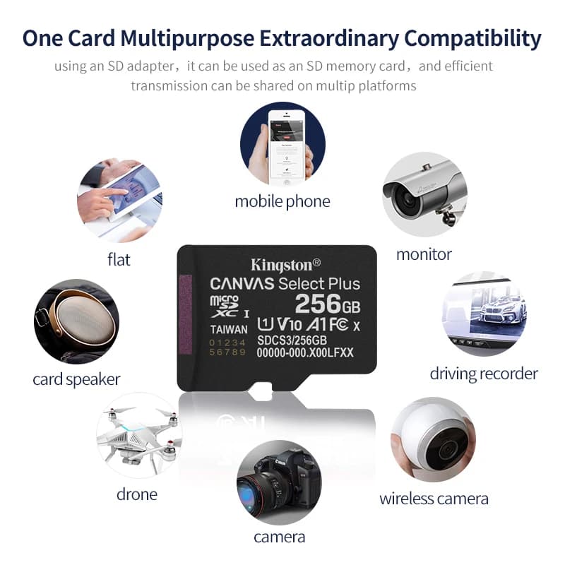 Original Kingston Micro SD Card 128Gb 256Gb 512Gb MicroSD Card 64G 1T U3 V30 A2 Adapter Max 150Mb Flash TF Card UAV Camera Phone - 4