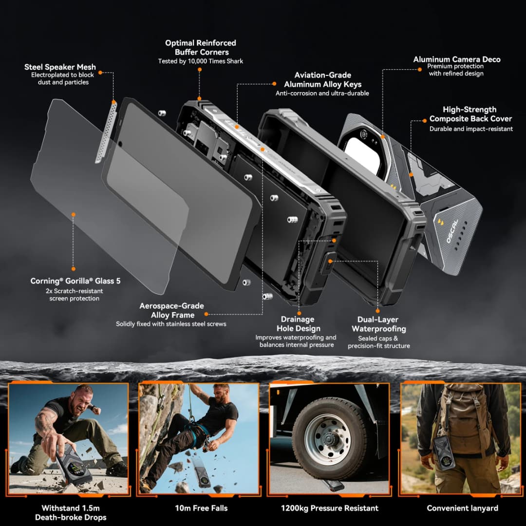 Blackview OSCAL TANK 1 Rugged Phone 6.78" 120Hz FHD+ Display Outdoor Call Phone 16GB+512GB 20000mAh Smartphone 5G Android 15 NFC - 5