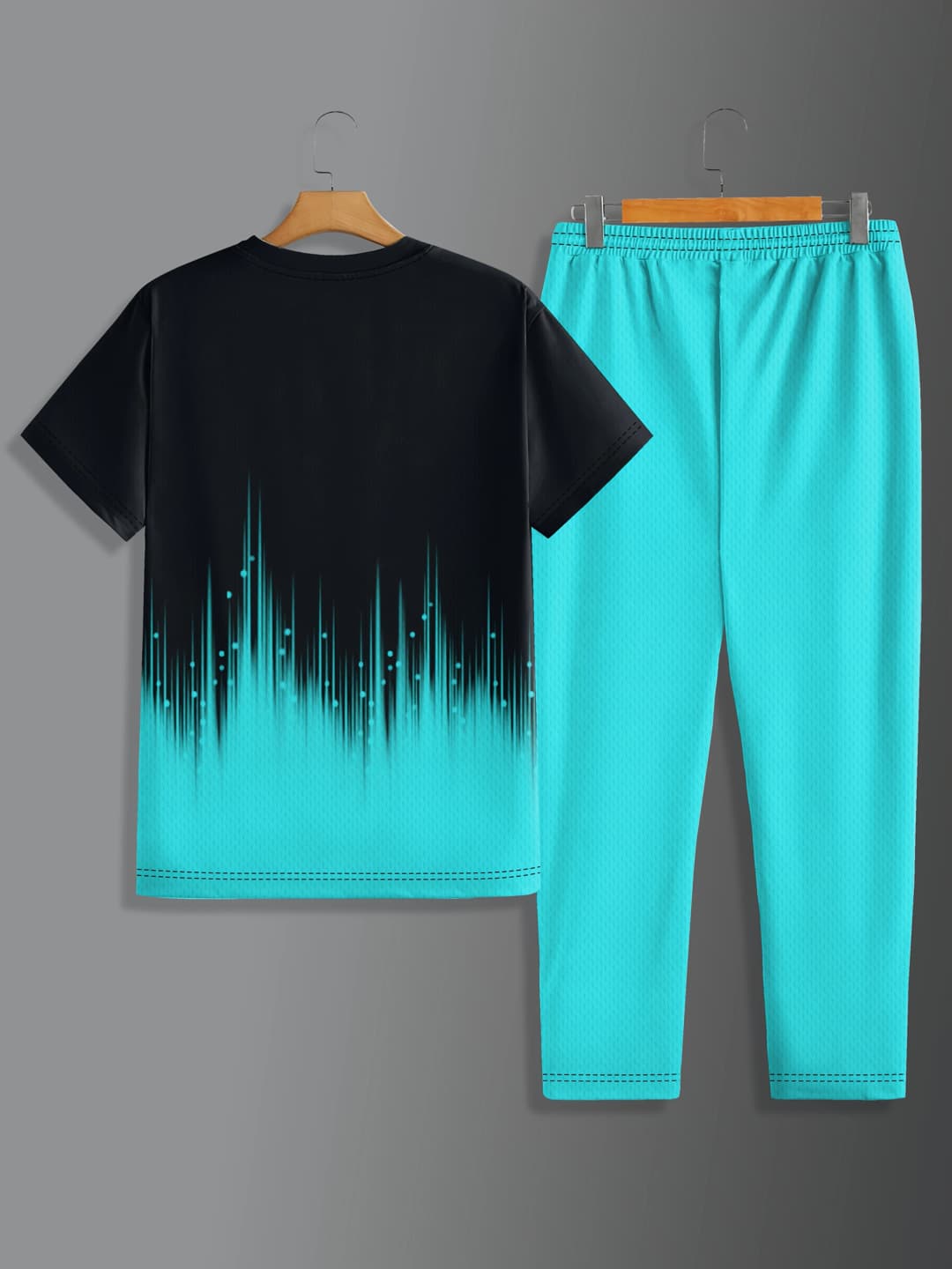 2025 Simple Men's Summer Gradient Printed Comfortable and Breathable Round Neck T-shirt Pants Set Outdoor Casual Two Piece Set - 3