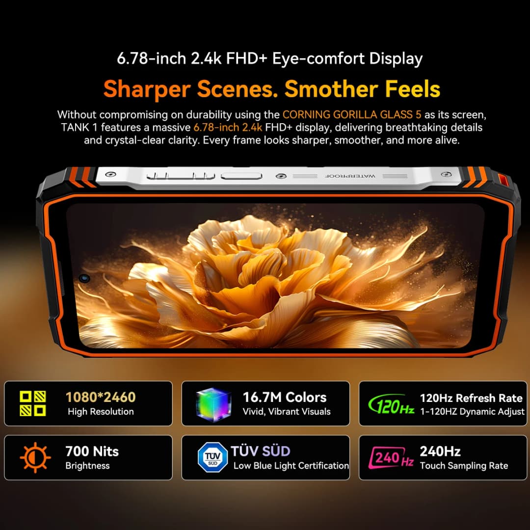 Blackview OSCAL TANK 1 Rugged Phone 6.78" 120Hz FHD+ Display Outdoor Call Phone 16GB+512GB 20000mAh Smartphone 5G Android 15 NFC - 6