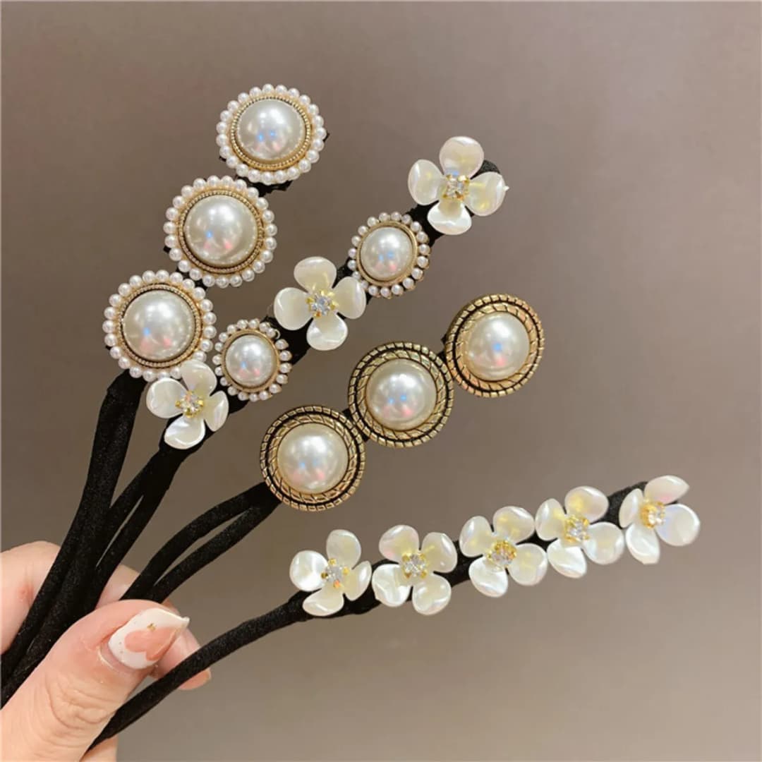 Korean Shell Hair Bun Maker Pearl Flower Bun Tool Lazy Volume Hairstyle - 2