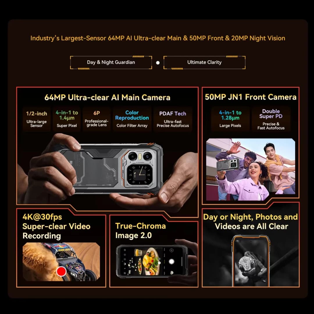 Blackview XPLORE 1 Rugged Phone 6.78'' 2.4K Display Call Phone 6GB+512GB 20000mAh Smartphone Android 15 NFC Telephone Portable - 3