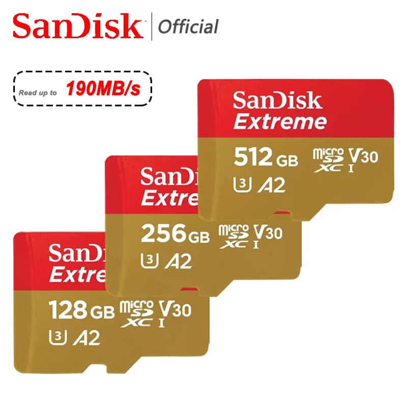 بطاقة ذاكرة مايكرو إس دي ألترا من سانديسك 128 جيجابايت 256 جيجابايت يو3 4K في30 إيه2 كلاس 10 يو إتش إس-1 بطاقة فلاش 512 جيجابايت 64 جيجابايت 1 تيرابايت مايكرو إس دي/تي إف للهاتف والكاميرا