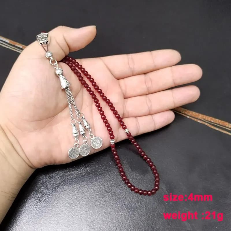 Tasbih 99beads red garnet small size 4mm beads muslim prayer beads islamic eid gift - 4