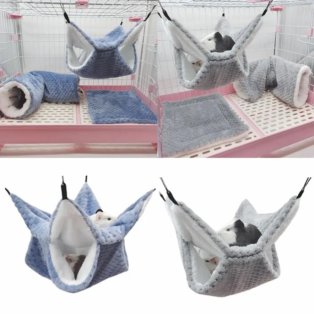1Pc Hamster Nest Winter Bed House Shed Hanging Hammock Cage Tunnel Plush Hideaway For Hamster Guinea Pigs Sugar Small Pe H8z6